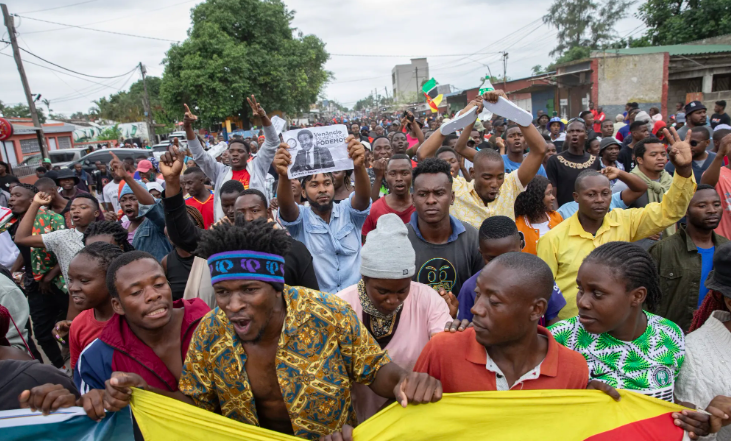 Clashes in Mozambique as police disperse election protests.