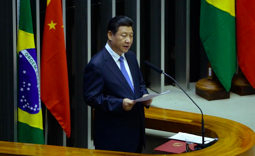 Chinese President Xi Jinping delivers a speech at the Brazilian National Congress in Brasilia, Brazil, July 16, 2014. (Xinhua/Liu Jiansheng)